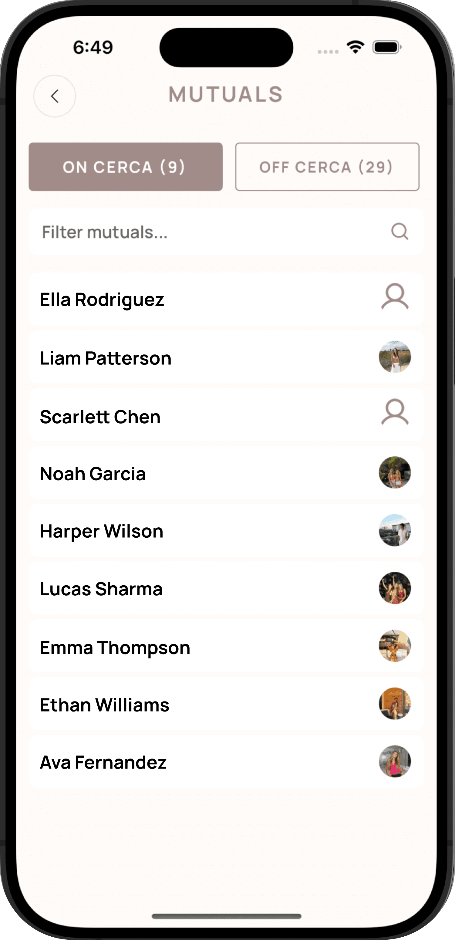 Cerca mutuals screen